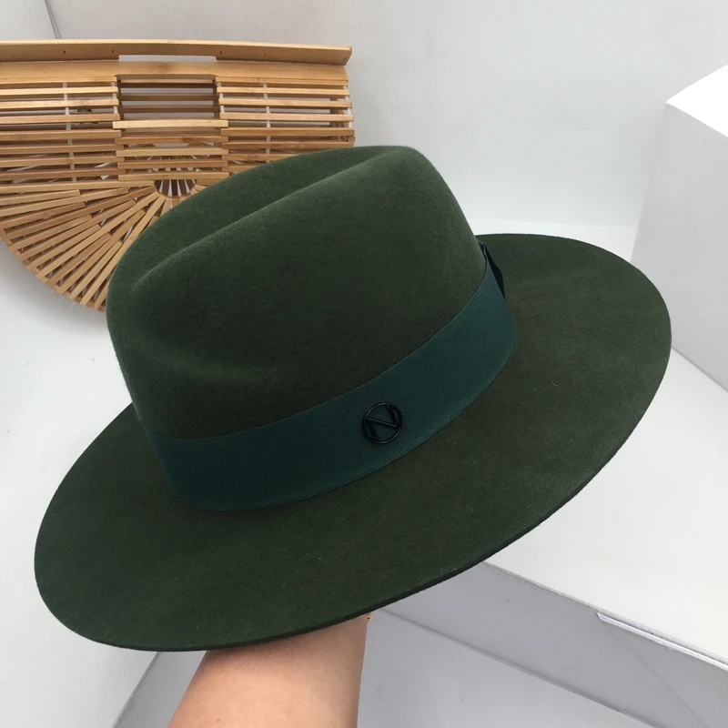 panama Temperament type and army green wool hat Sir Men's women's fashion in Europe America van felt | Аксессуары для