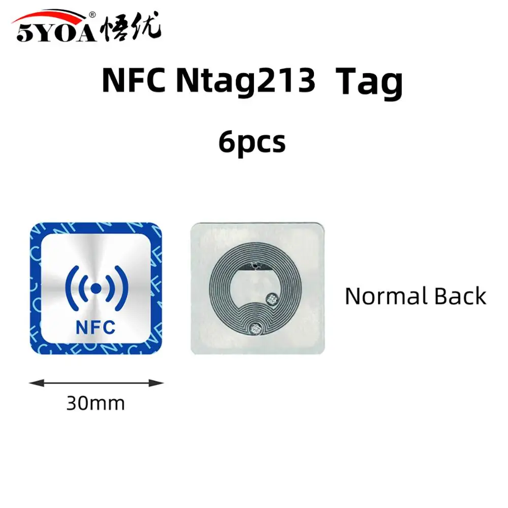Наклейки NFC rfid меток 6 шт./лот NTAG213 универсальная метка Ntag213 с металлическим клеем