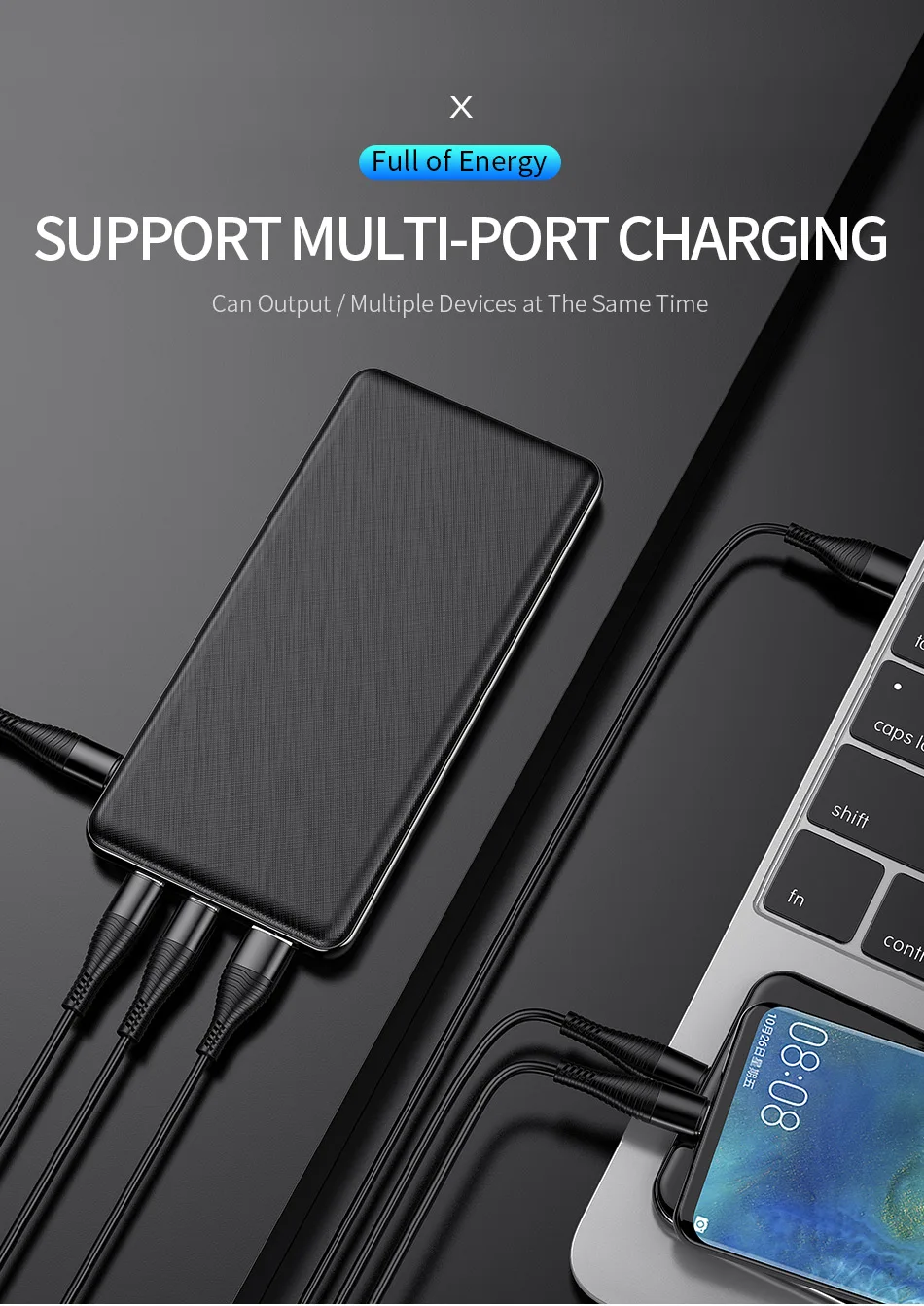 Power Bank 10000mAh YKZ Poverbank QC 3,0 2,0 type-C PD Быстрая зарядка внешний аккумулятор для iPhone X samsung Pover bank