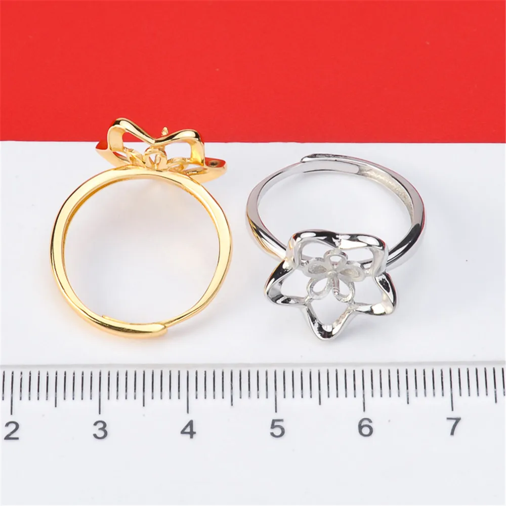 

Classic Rings Resizable Design Rings Base 925 Silver Pearl Rings Settings Women DIY Pearl Rings Accessory No Pearl