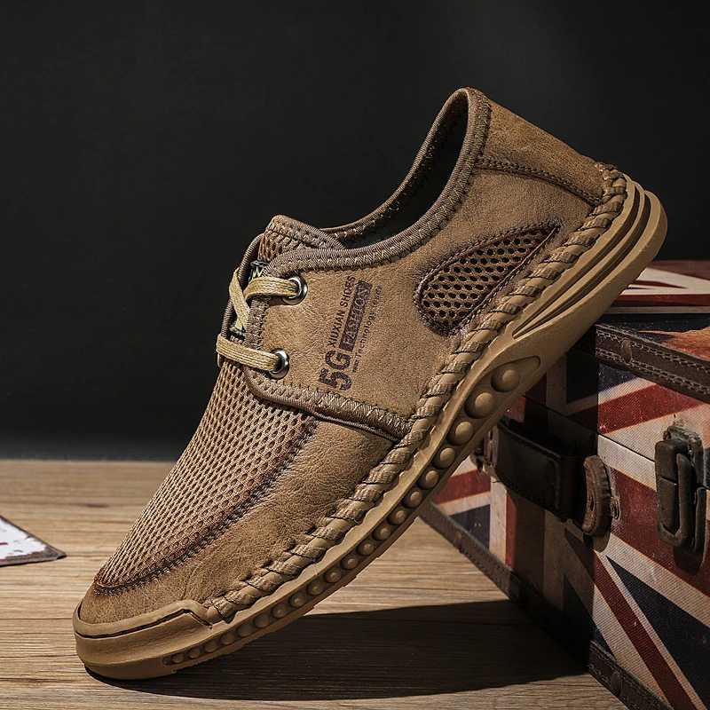 

Male Comfy Drive Footwear Car Shoes Leather Office Business Dress Flat Loafer Breathable Mens Walking Shoes Men Outdoor Sneakers