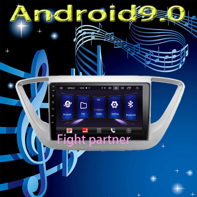 Android 9 0 автомобильный Радио мультимедийный плеер gps для Hyundai Solaris Verna Accent 2017 2018 dvd