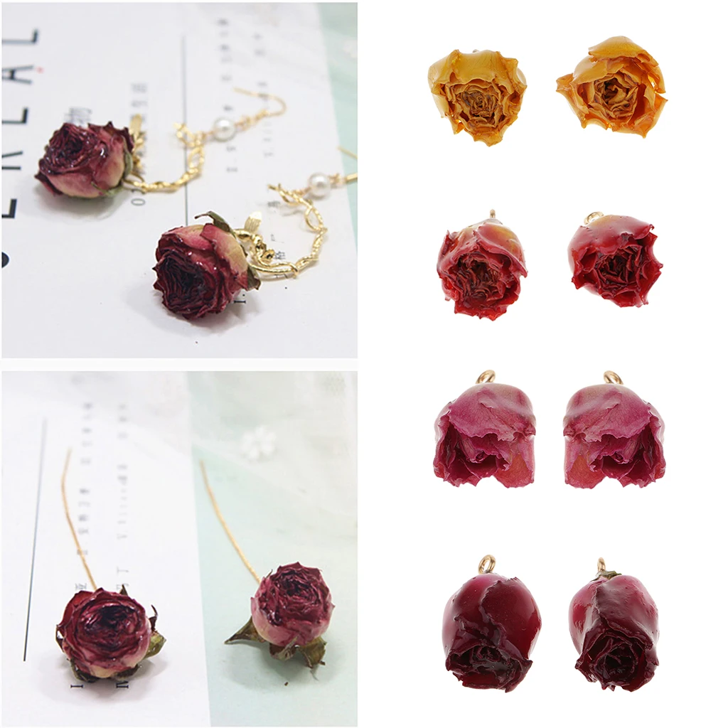 2 шт. подвески из смолы в виде сушеных роз для самостоятельного изготовления