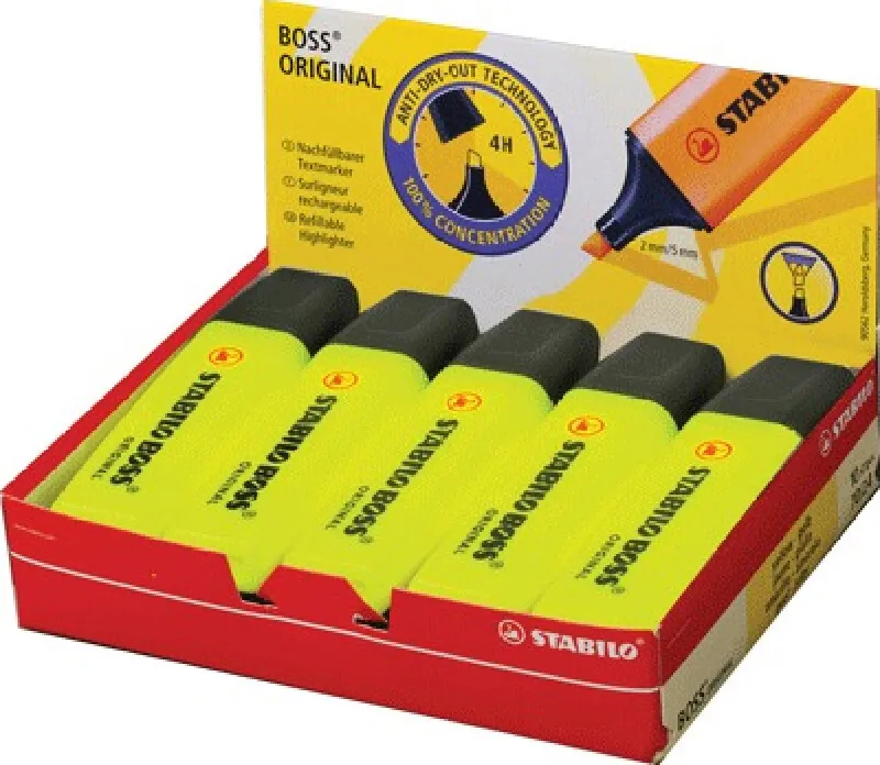 Highlighter Stabilo &quotBoss" Yellow Line 2-5mm 70/24 bright permanent multi-colored liquid goods for creativity stationery office and school of