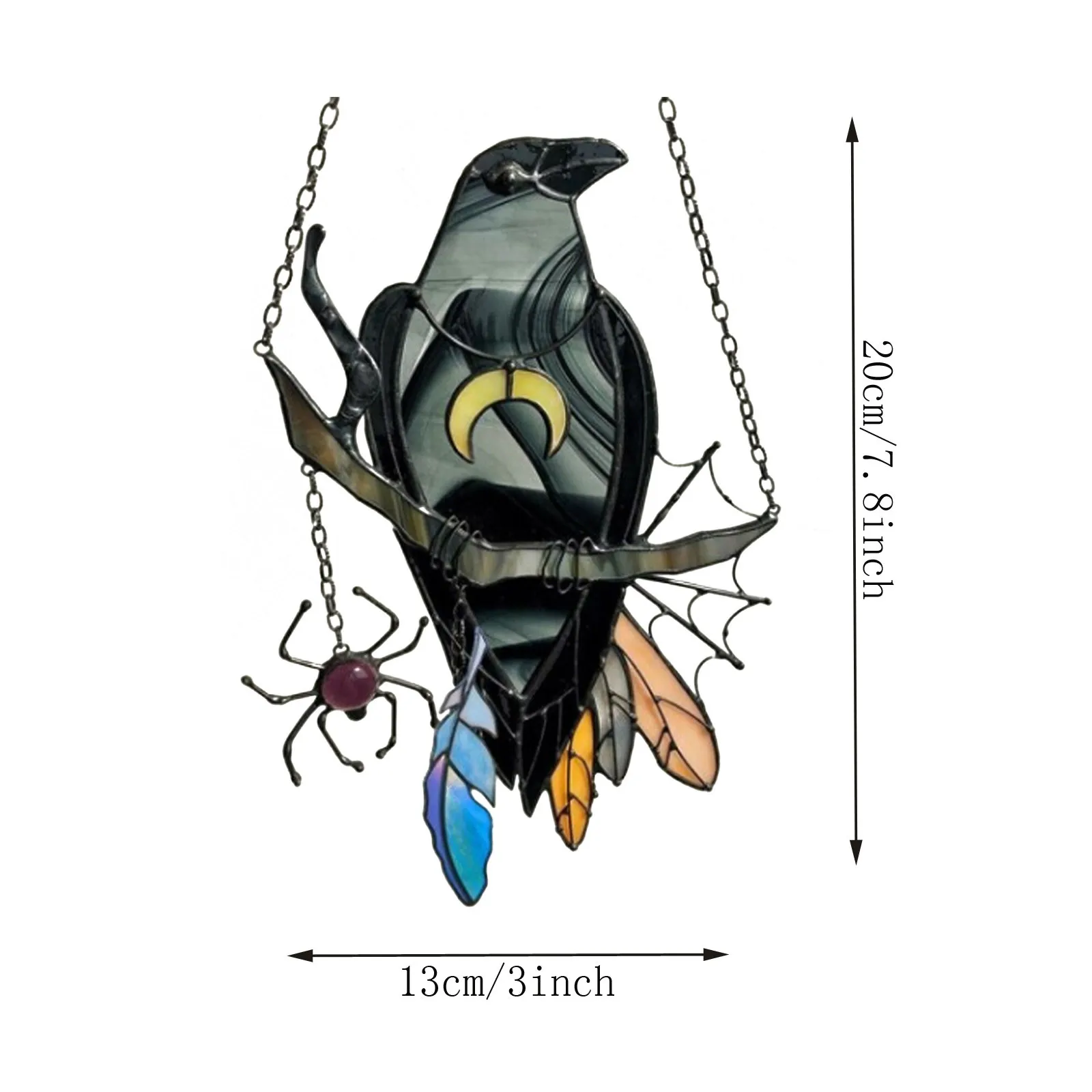 

Mysterious Crow Witch Decoration Stained Glass Window Hanging Ornaments Acrylic Animal Pendant Family Pendant Crafts Gift#W