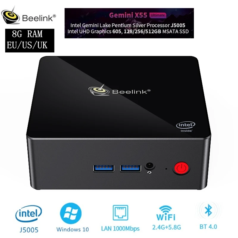 Beelink Gemini X55 J5005 мини ПК 8 Гб 256 ГБ SSD 1000 м LAN ТВ приставка 2 4G Wi Fi bluetooth 4 0 USB3.0 HDMI