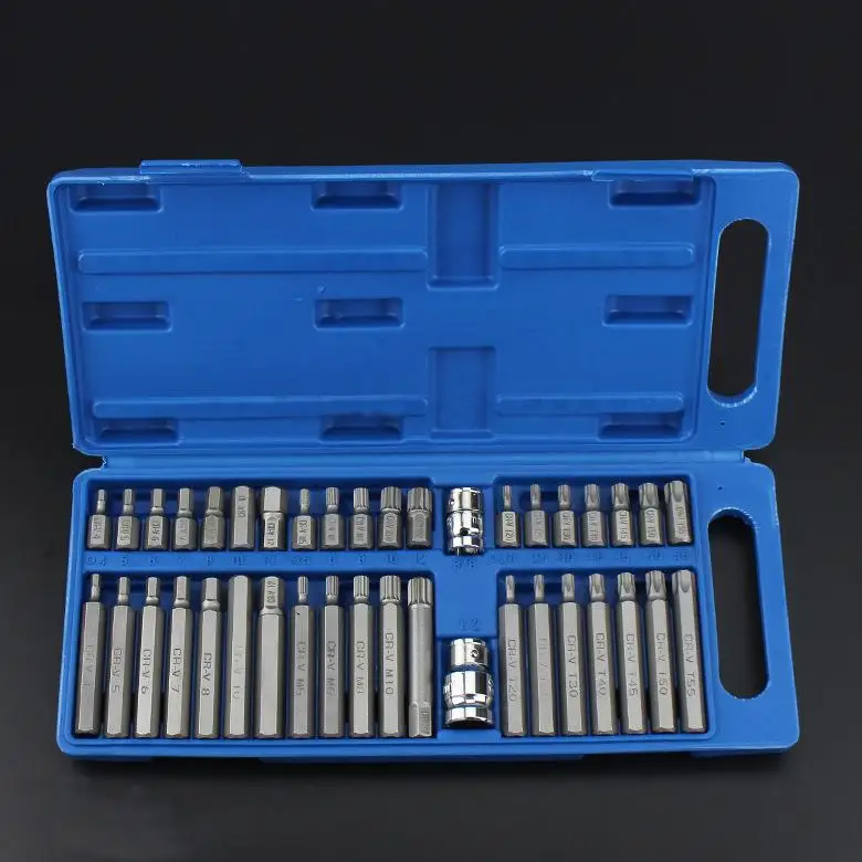 

40Pcs 1/2in 3/8in Adaptor Drive Shank Hex Torx XZN Spline Star Impact Socket Set Metric Socket Set Ratchet Driver Socket Wrench