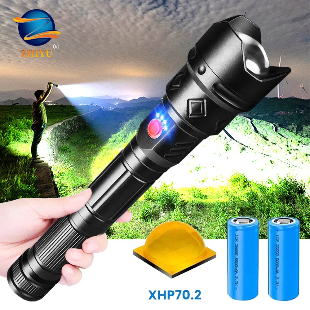 

Фонарик ZHIYU Xhp70.2, аккумуляторный, Usb, 18650 или 26650