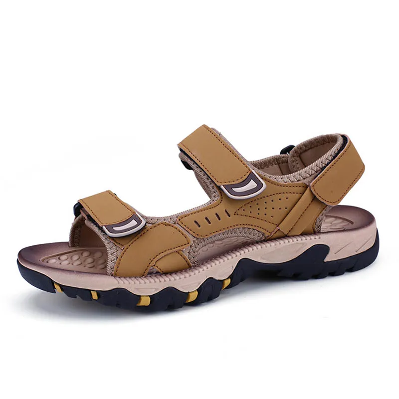 Мужские пляжные сандалии из натуральной кожи летняя повседневная обувь K271