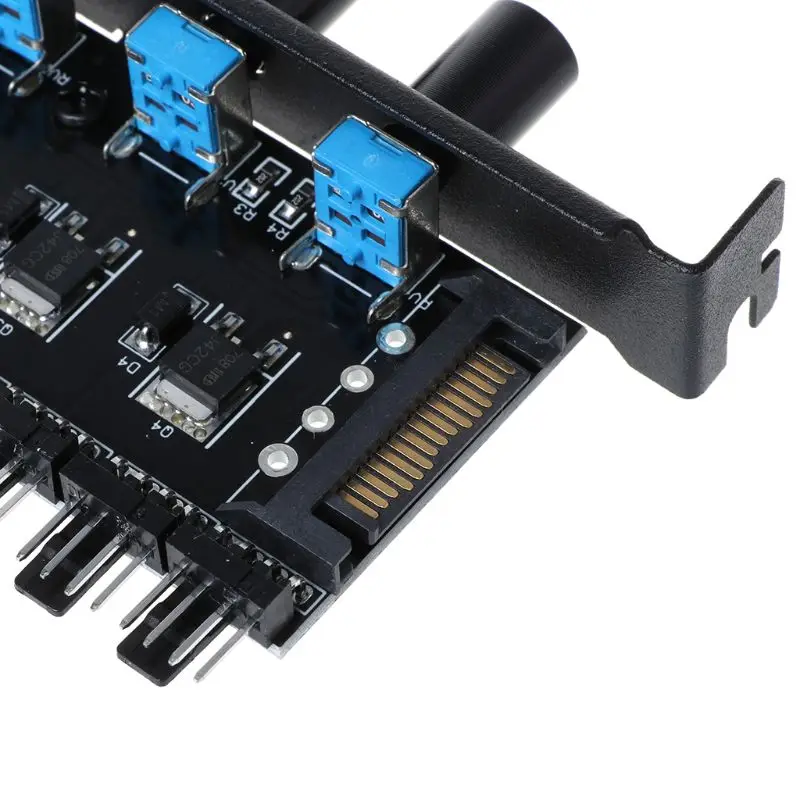 

PC 8 Channels Fan Hub 4 Knob Cooling Fan Speed Controller for CPU Case HDD VGA PWM Fan PCI Bracket 12V Fan Control Power Supply