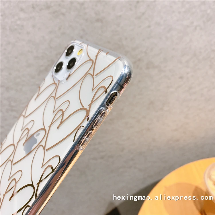 Роскошный золотой чехол для телефона с сердечком iphone 11promax XR XSMAX 6 7 8 Plus роскошный