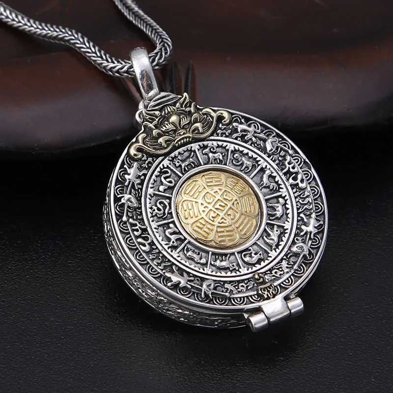 

Pendant 100% 925 Sterling Silver Jewelry Men Women Zodiac Mantra Gawu Box Vajra brave troops Necklace Pendant 2020 New
