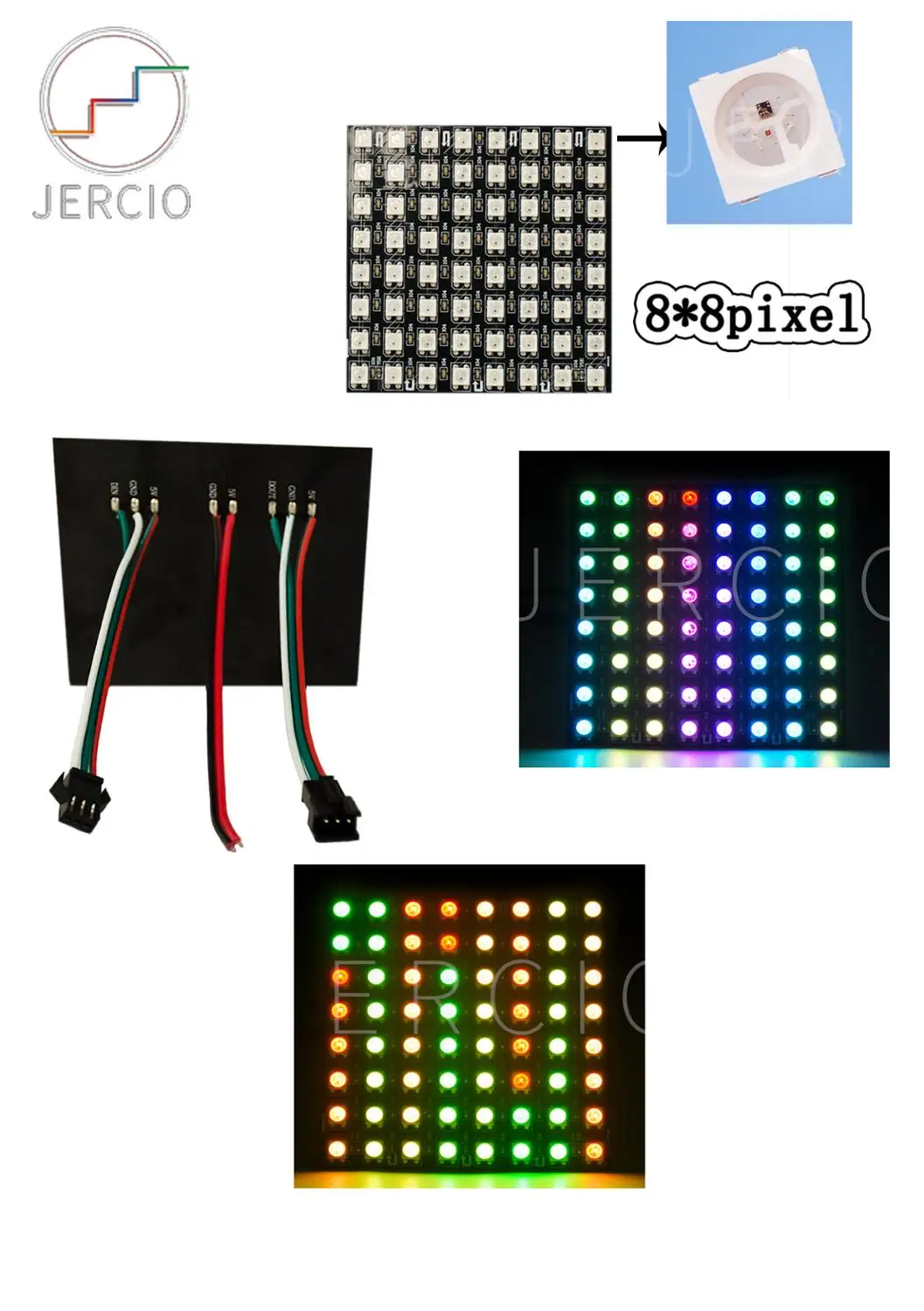 JERCIO WS2812B пикселей светодиодный панельный модуль 8x8 пикселей экран Цифровая Гибкая матрица SK6812 индивидуально адресуемый микросхема DC5V