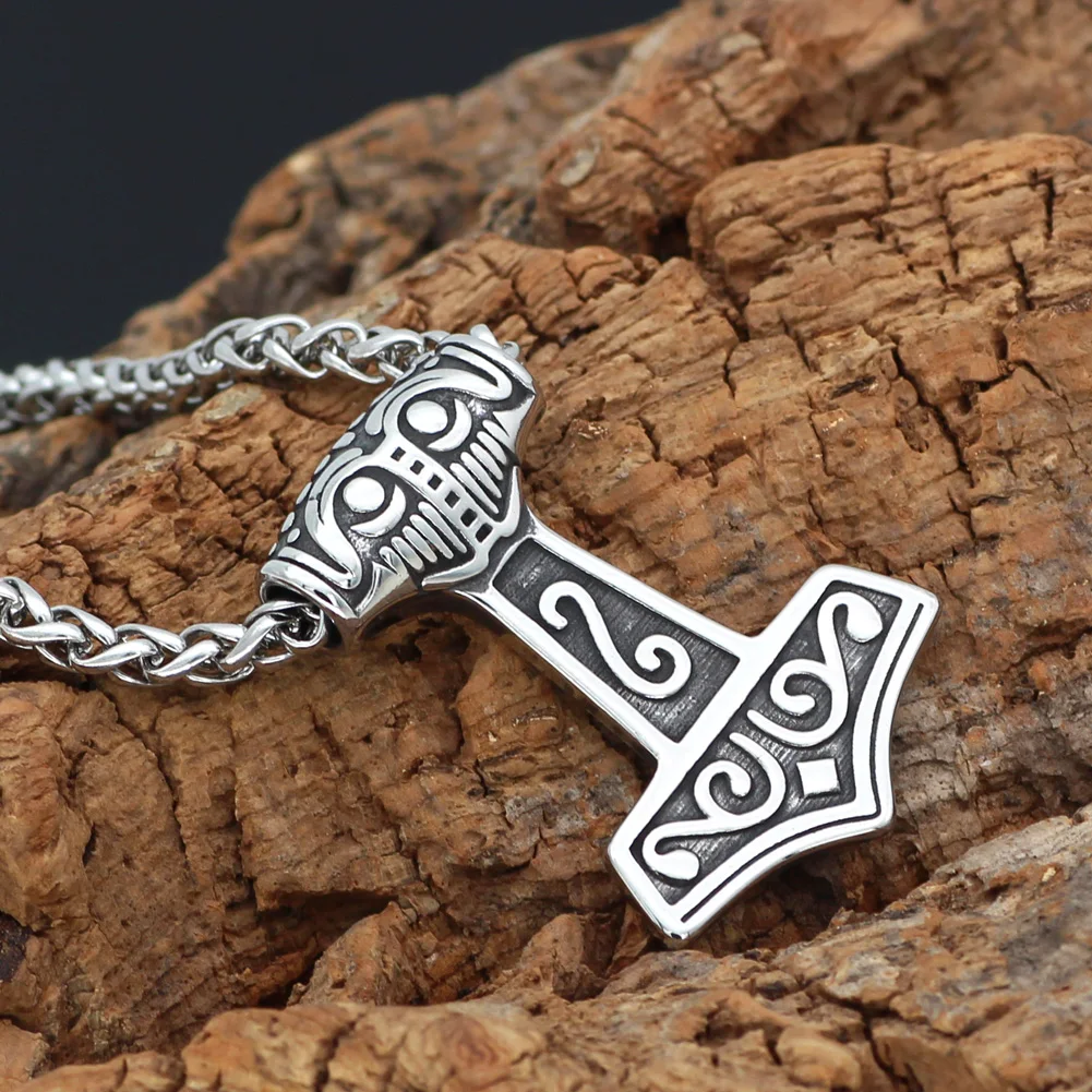 Скандинавский Викинг Mjolnir из нержавеющей стали Thor Hammer Raven Head ожерелье для мужчин с