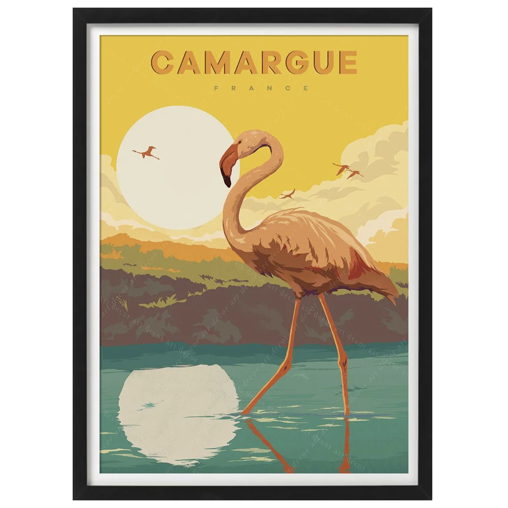 Французский камарги Рон фламинго винтажный постер для путешествий Картина на