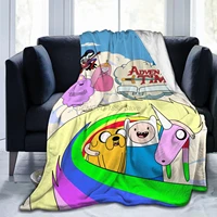 flannel adventure time blanket cartoon throw travel beach home size for kids teens adults 60x 50inches