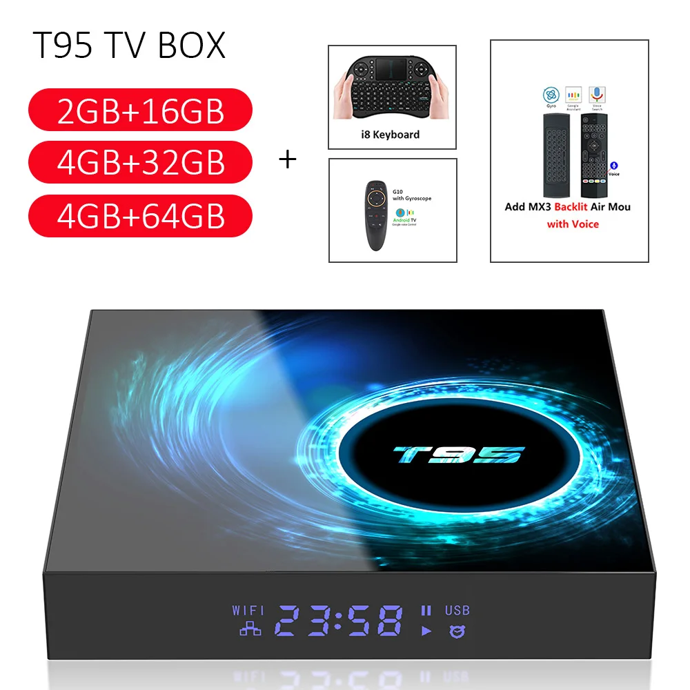 ТВ приставка T95 на Android 10 0 4 Гб 32 ГБ 64 четырехъядерный Allwinner H616 1080P H.265 4K медиаплеер 2