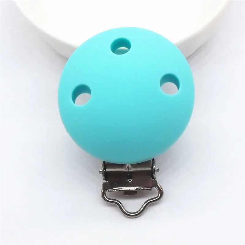 Blue Chenkai 1 шт. Силиконовая Круглая Прорезыватель для зубов DIY Детская соска для купания пустышка для младенца Ювелирная игрушка Аксессуар Держатель Зажимы подарок - Цвет: Blue