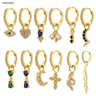 ANDYWEN 925 пробы, серебро 2020, золото, стиль небольшой талисман, подвеска, кольца, пирсинг из циркония