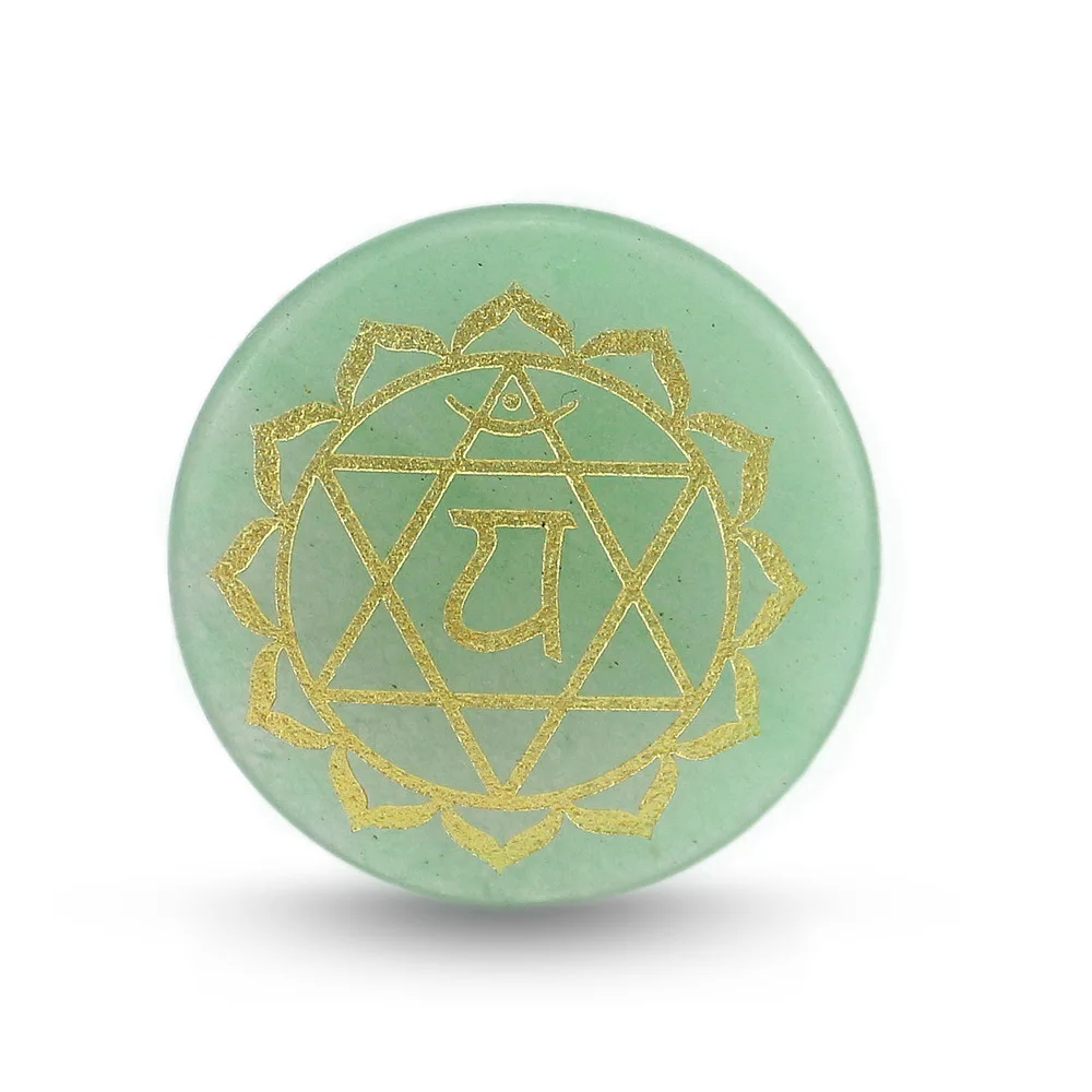 30 мм натуральный камень кристалл круглый кусок 7 Чакра резьба религиозная Йога