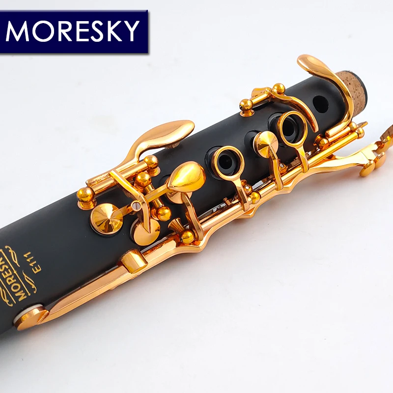 

MORESKY Bb Clarinet Lacquer Gold 17 Keys Sib Klarnet Black Clarinete E112