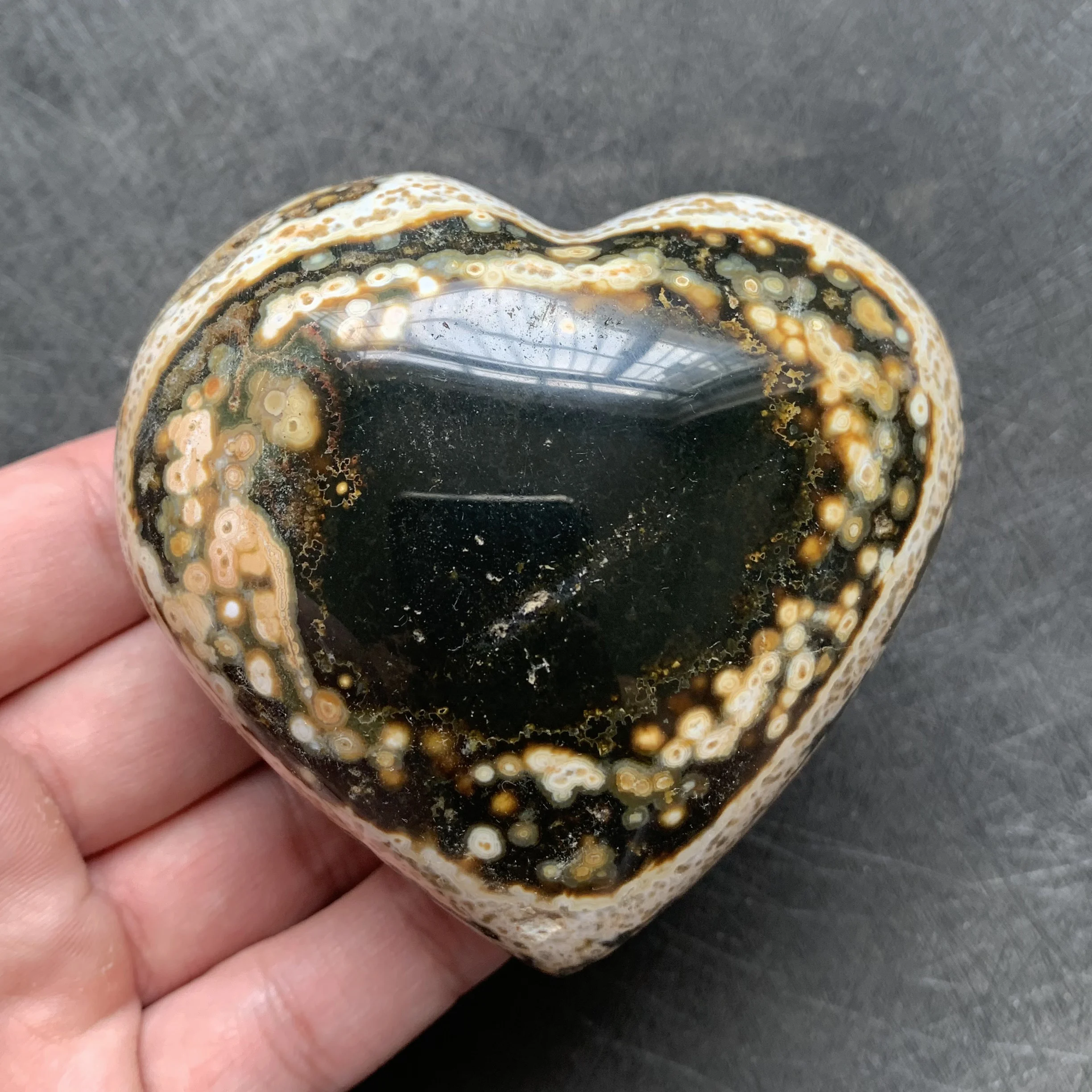 

324 г натуральная Океаническая яшма сердце украшение для дома любовь полированный кварцевый кристалл исцеление A012