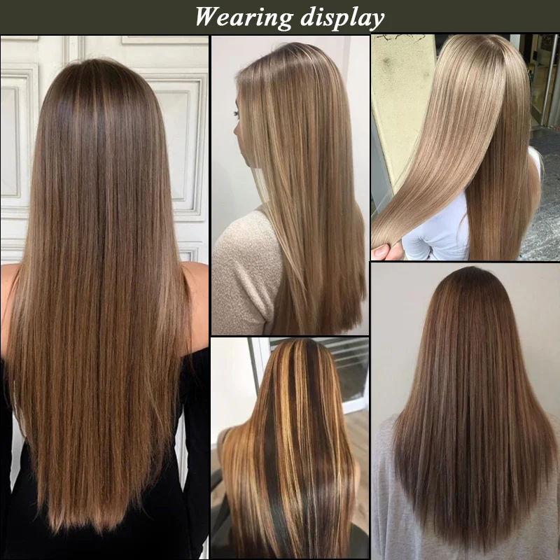 AILIADE 6 шт./компл. длинные шелковистые прямые синтетические накладные волосы на