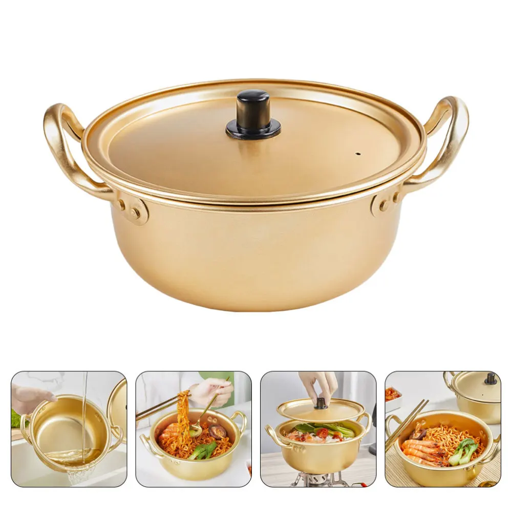 Бинауральная алюминиевая плитка термостойкая рамен для кухни золотистая 1