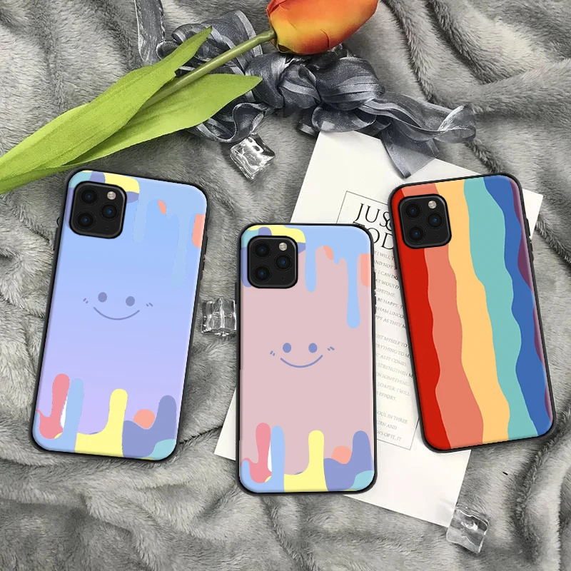 

Colorful Smiley Face Rainbow Phone Case For iphone 11 12 Pro Max XS MAX XR X 6s 7 8 Plus SE 2020 Soft Silicone Back Cover Fundas