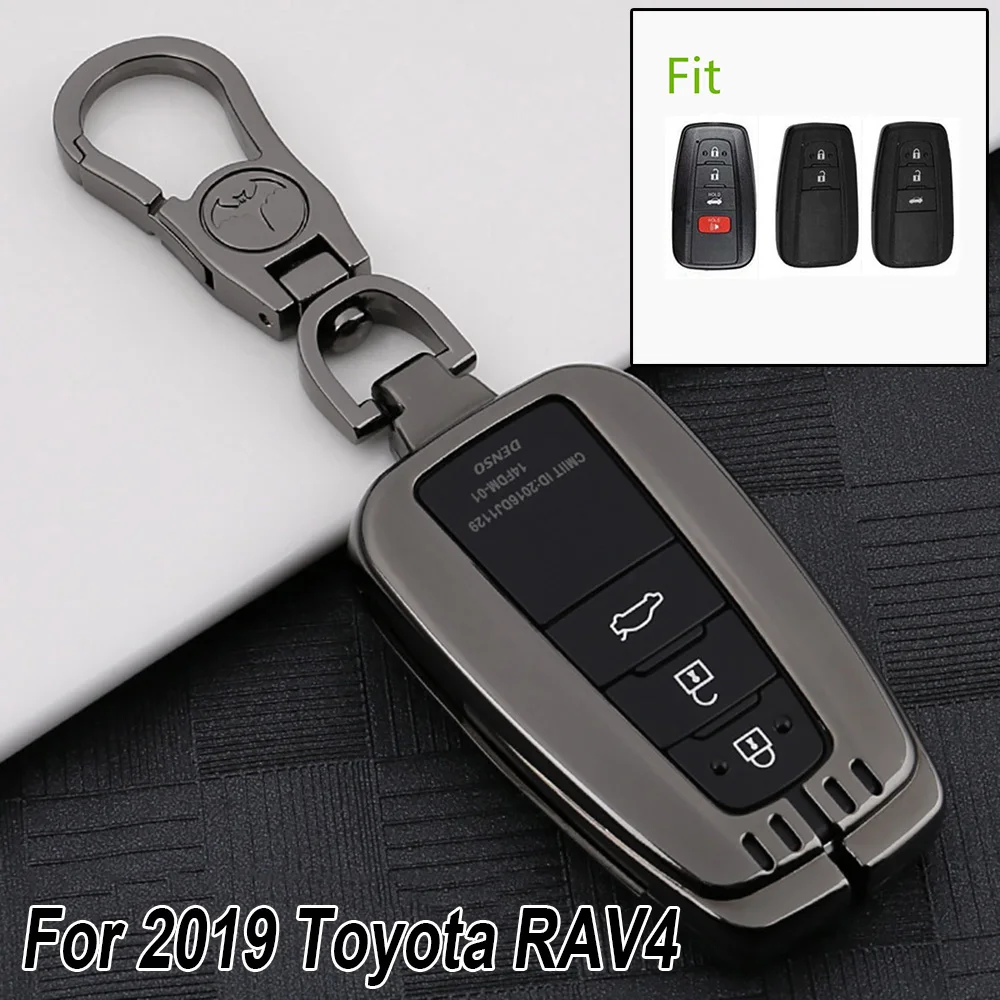 

For Toyota RAV4 2019 Car Key Case Shell With Metal Buckle Anti-lost Smart Scratch-resistant Zinc Alloy Car Accessories
