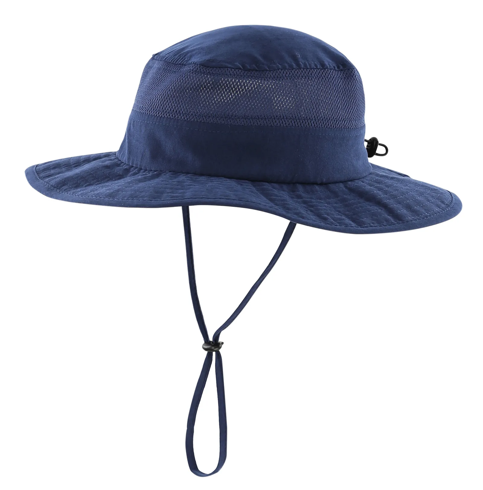 Navy Blue Соединительная шляпа от солнца для маленьких мальчиков и девочек UPF 50+ с регулируемой сеткой с широкими полями и защитой от УФ-лучей, детская шапка - Цвет: Navy Blue