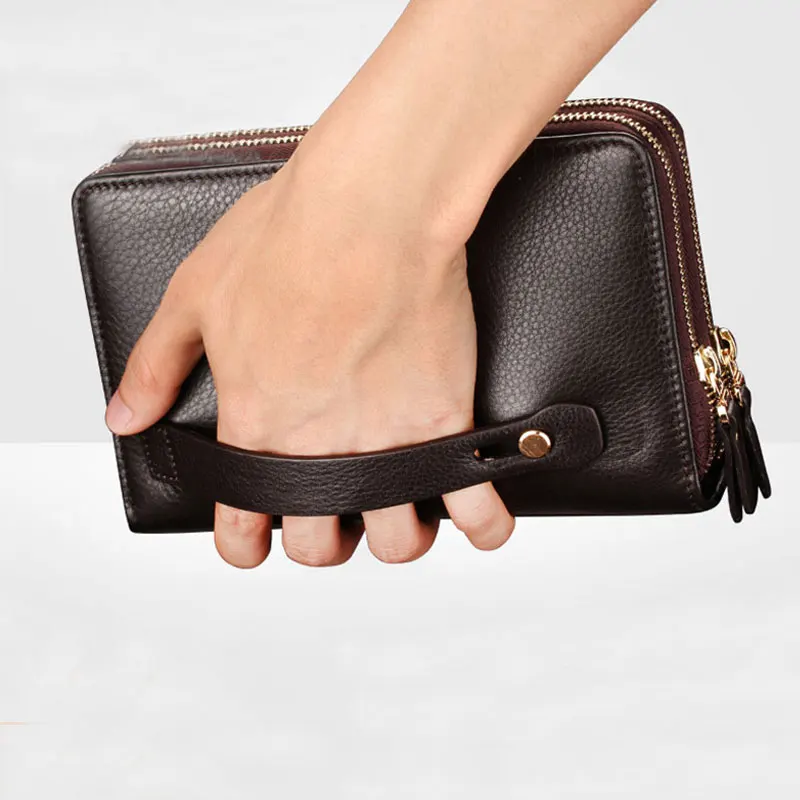 Люксовый бренд мужские кошельки длинный клатч кошелек большой емкости двойной