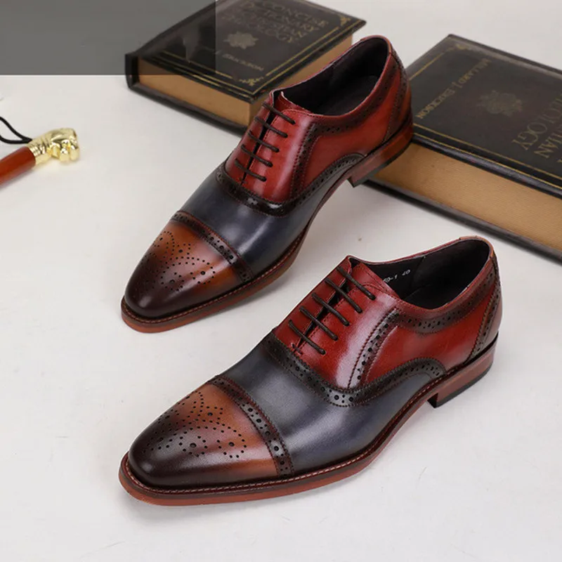 Осенняя роскошная мужская деловая обувь из натуральной кожи с острым носком