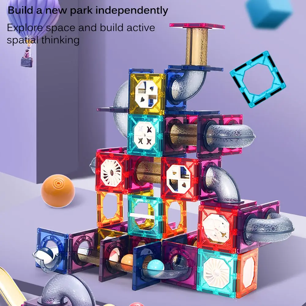 

Creative Magnetic Building Blocks Toy Colorful Magnet Maze Tracks Ball Assembling Funnel Slide Blocks Educational Toys For Child