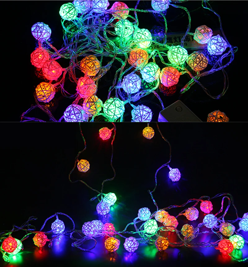 1M 3.2FT 10LED Warm White Wedding Sepak Takraw Rattan Balls Fairy the battery Chandelier Nightlight Garland Party Christmas | Лампы и