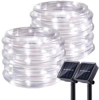 solar string lights outdoor solar rope lights 8 modes fairy lights waterproof pvc tube string lights for garden fence yard party
