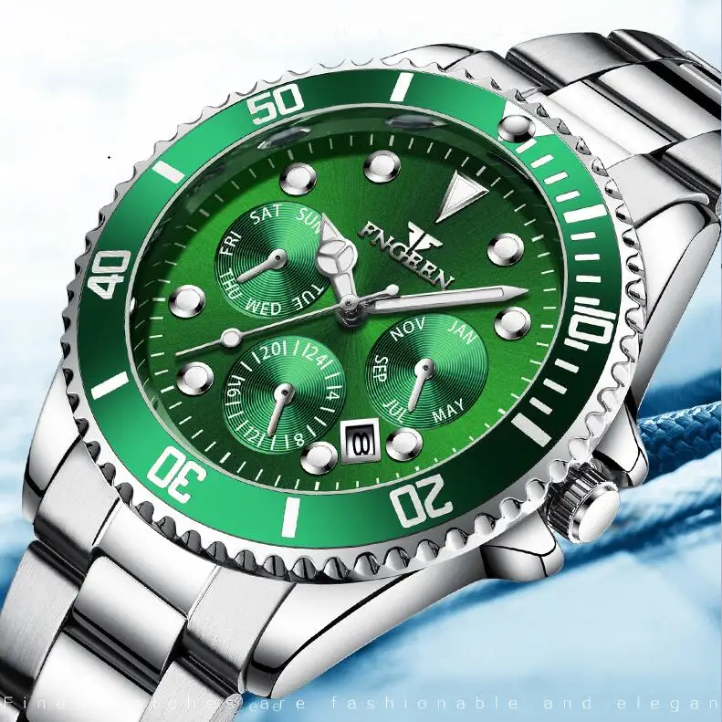 Роскошные Лидирующий бренд Мужские часы FNGEEN мужские кварцевые