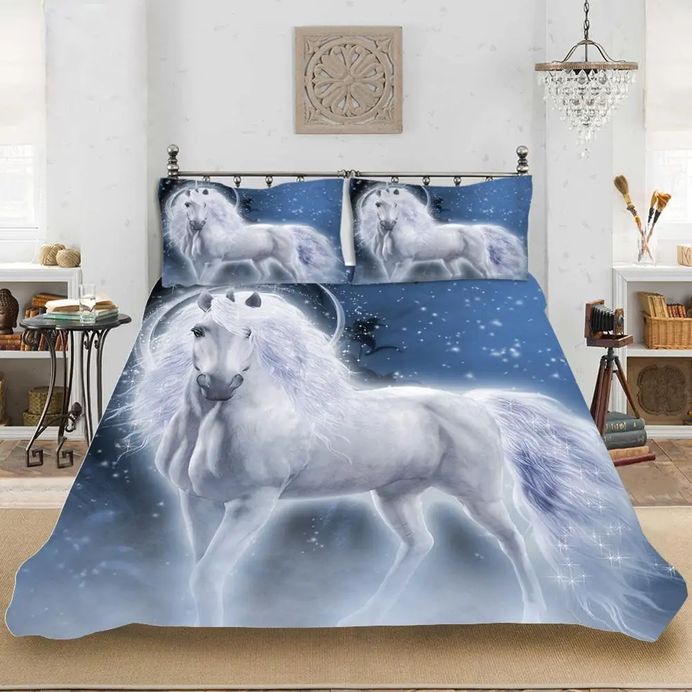 В виде единорога из мультфильма аниме 3 шт./компл. комплект постельных