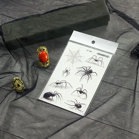 Rocooart 1 шт. временная татуировка на Хэллоуин 3D жуткий паук переводная вода Реалистичная боди-арт тату наклейка для женщин и мужчин
