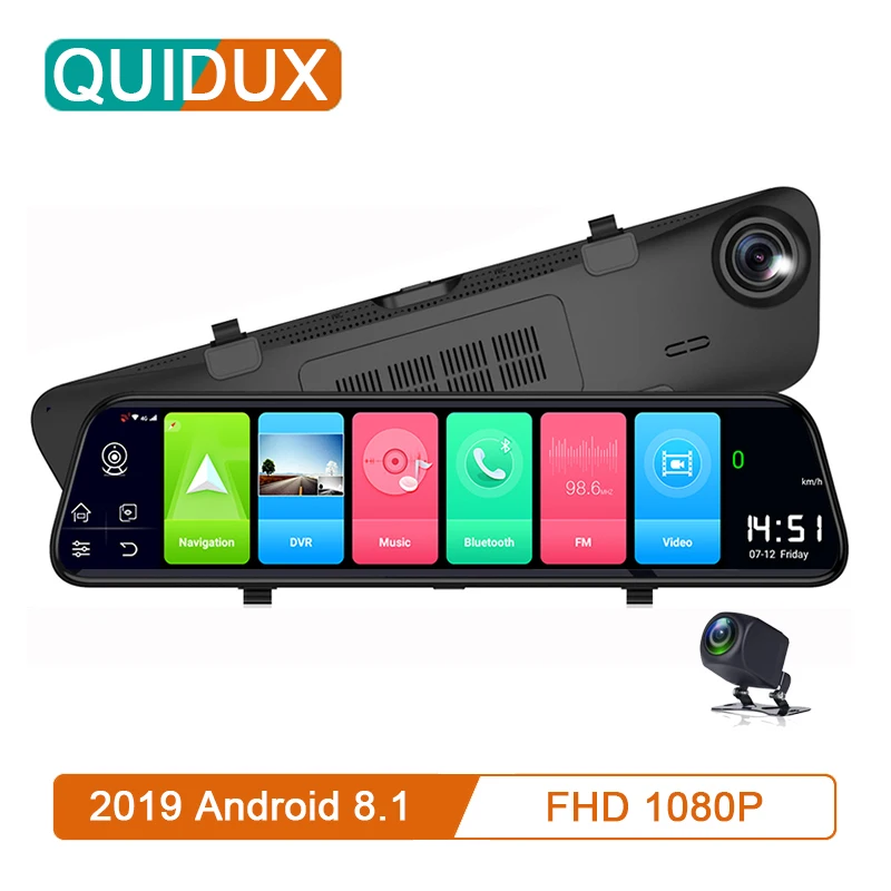 2019 новейший 12 &quotAndroid 8 1 Автомобильный видеорегистратор 4G wifi ADAS Stream медиа зеркало