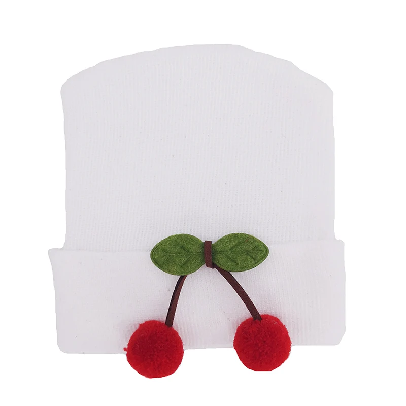 Шапка-бини с вишней для новорожденных девочек 0-3 месяцев | Детская одежда и обувь