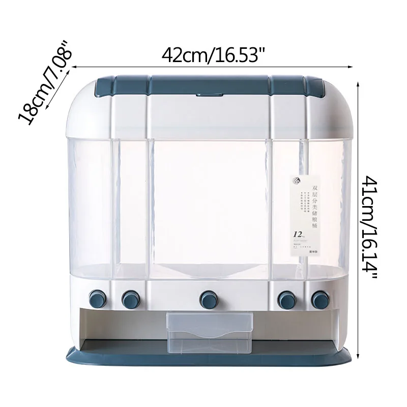 

Kitchen Sealed Rice Bucket Food Storage Plastic Container Cereal Dispenser Wall Shelf Grain Storage Box Oatmeal Home Supplies