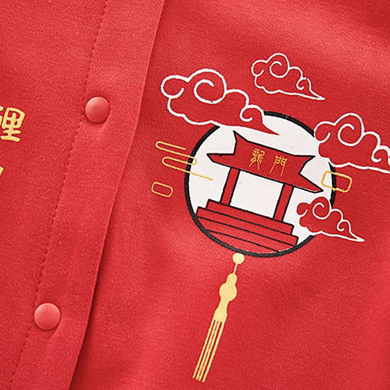 Детские комбинезоны для новорожденных Одежда в китайском стиле с длинным