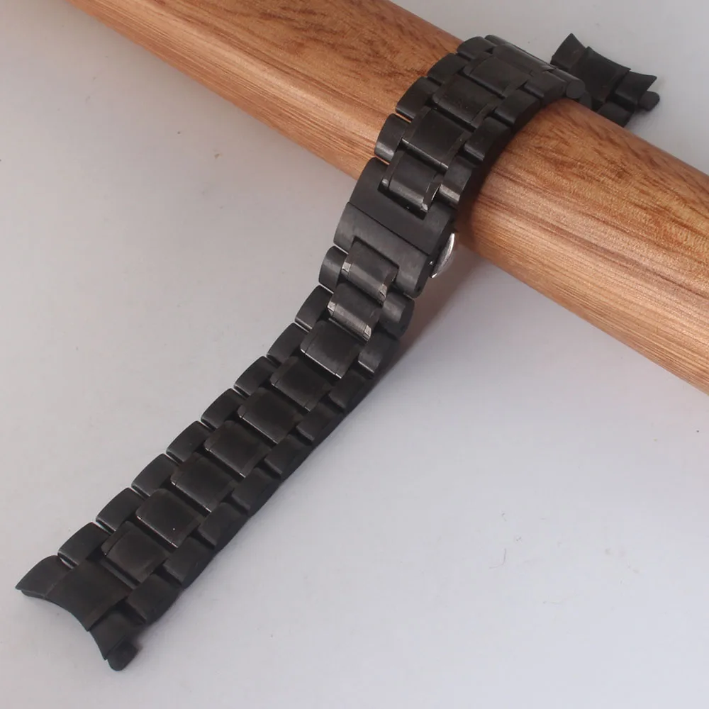 

Watchband black stainless steel 18MM 20MM 22MM 24MM Butterfly buckle Watch strap bracelet curved ends for mens wristwatch bands