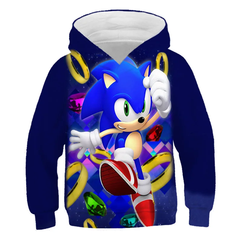 Красивые милые худи с надписью Sonic детская одежда свитшот топы мультяшным