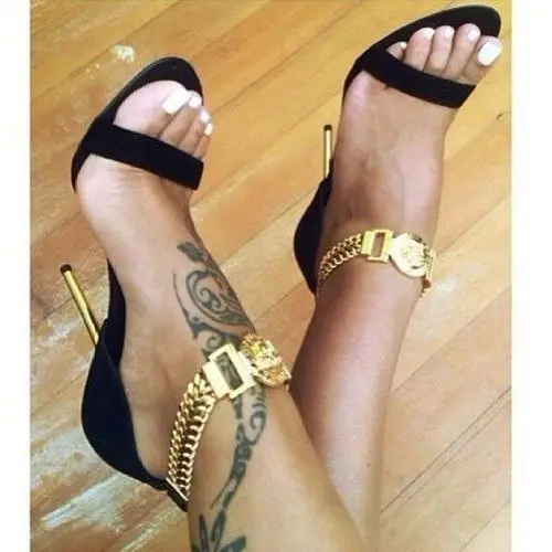 

2021 summer new Solid suede simple metal heel fashion high heel sandals