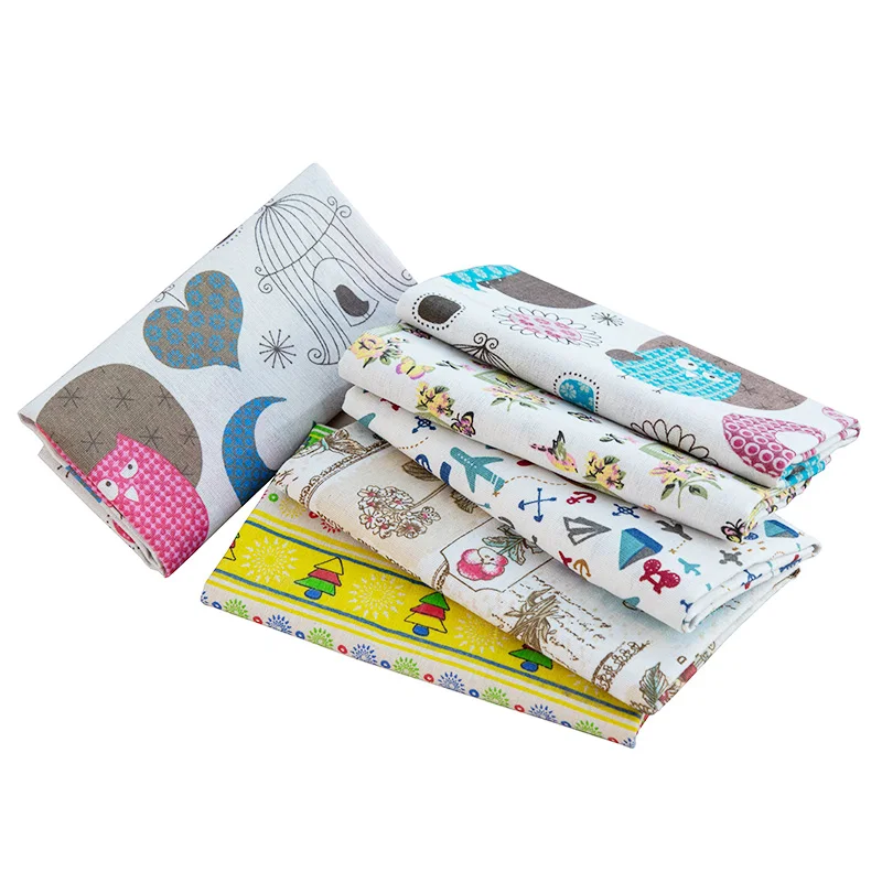 Винтажная ткань с бабочками напечатанная полиэфирная льняная для шитья подушки