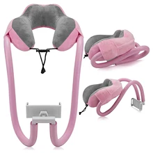 2 In1 Cell Phone Holder Universal Neck Pillow Phone Stand With 360 Clip Lazy Memory U Shaped Pillow Neck Head Sleep New