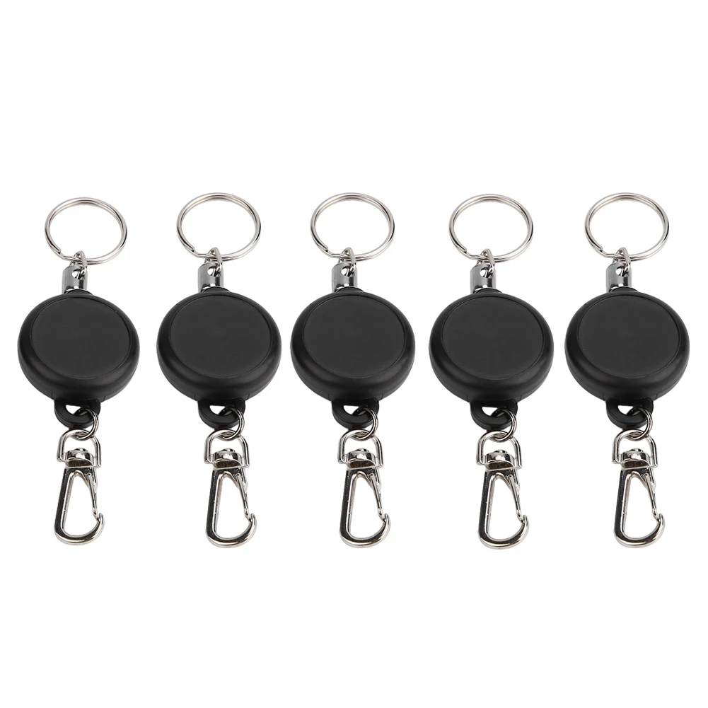 

60cm Steel Wire Rope Retractable Key Chain Stretching Keys Clasp Anti-Lose Keyring (5pcs)