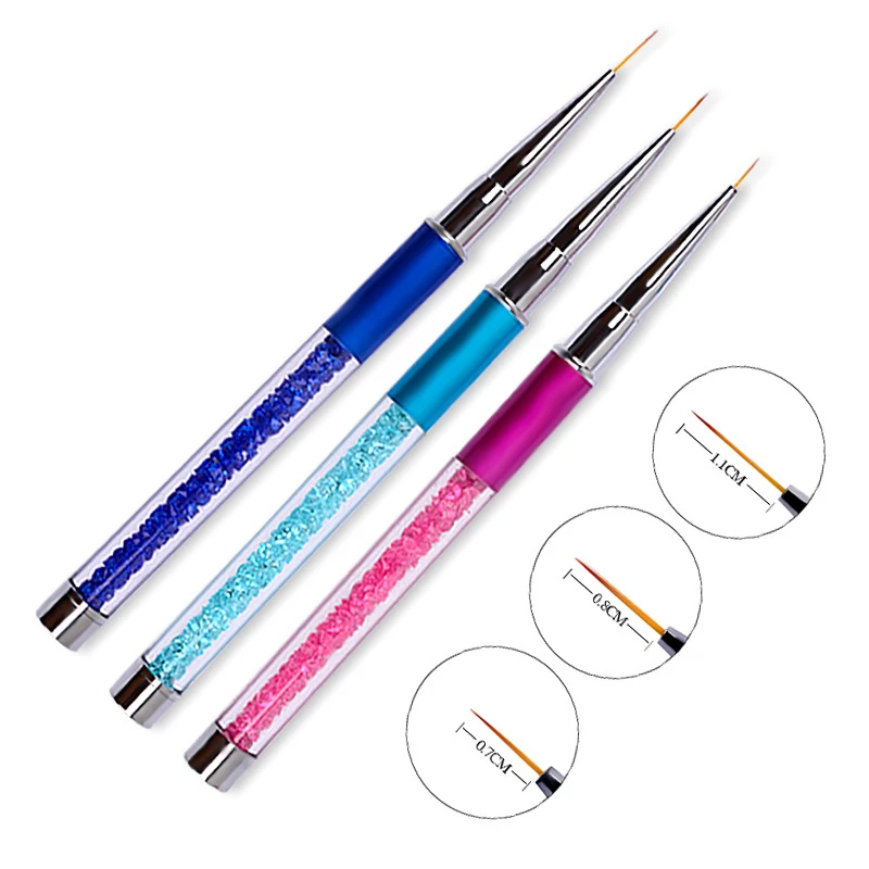 

1Pcs Nail Art Drawing Painting Carving Liner Pen With Rhinestone Acrylic UV Gel Design Brush Manicure Tools